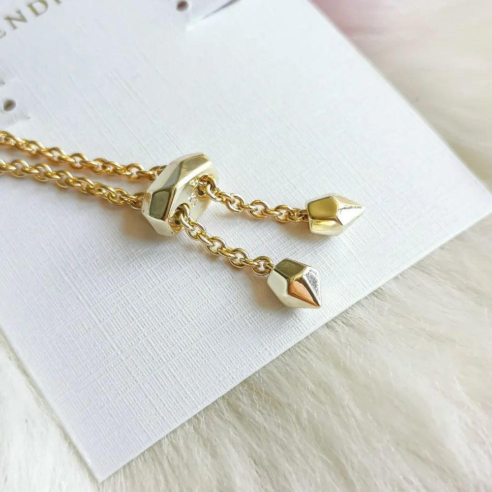 Gold Elaina Ivory Pearl Adjustable Chain Bracelet
